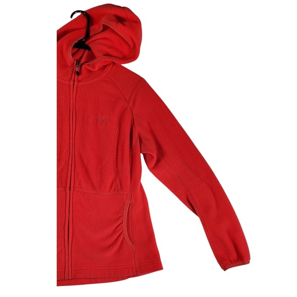 The North Face Fleece Hoodie Jacket Red Womens Size L Full Zip Pockets - Picture 9 of 12
